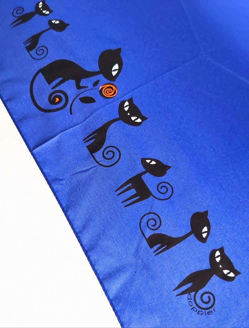  Parapluie mini pliant bleu à motif sur les chats stylisés open close Doppler - léger et solide
