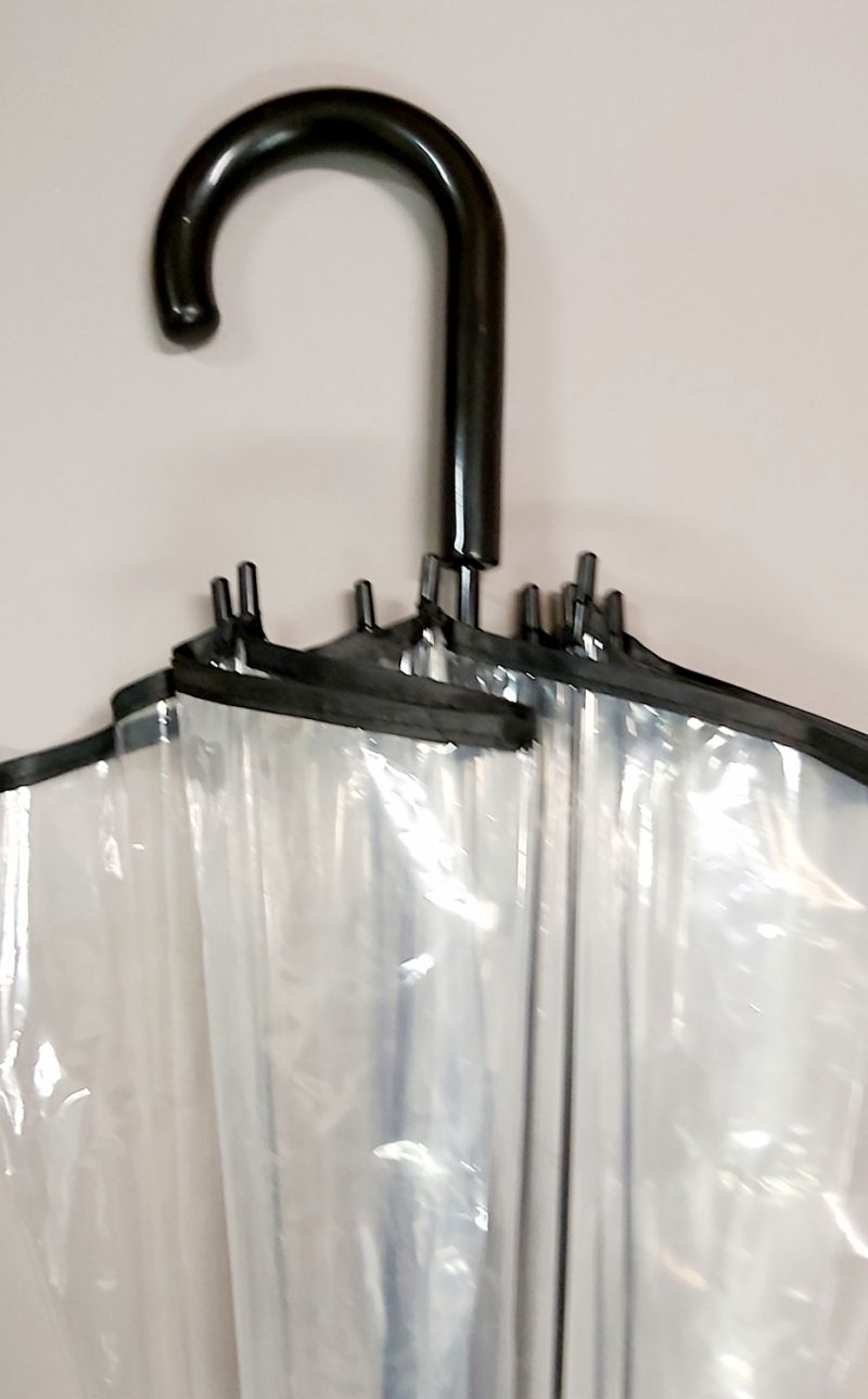 Parapluie cloche transparent automatique gansé noir pgn noire Smati, léger et solide