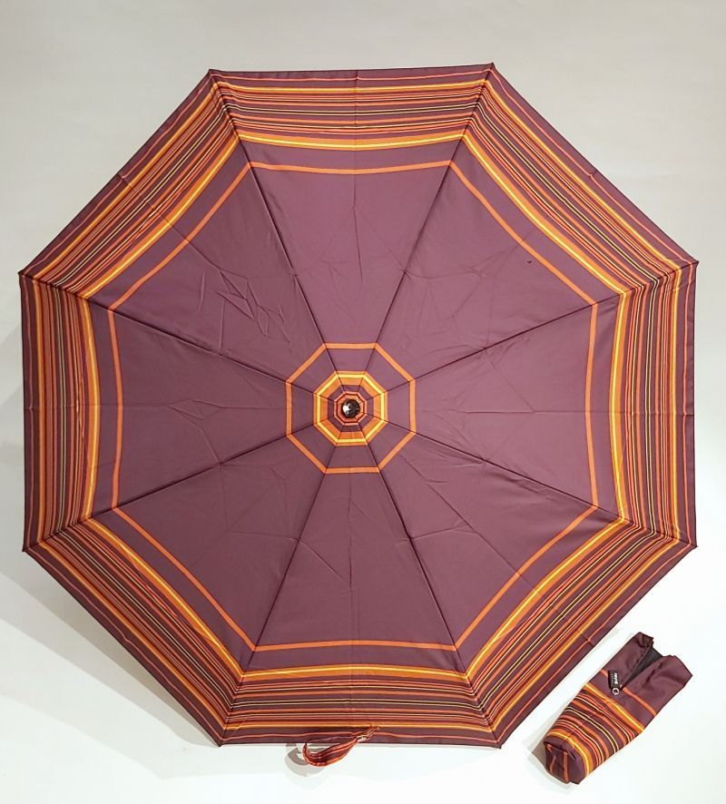 Mini parapluie pliant prune open close rayé Neyrat Autun, léger et solide