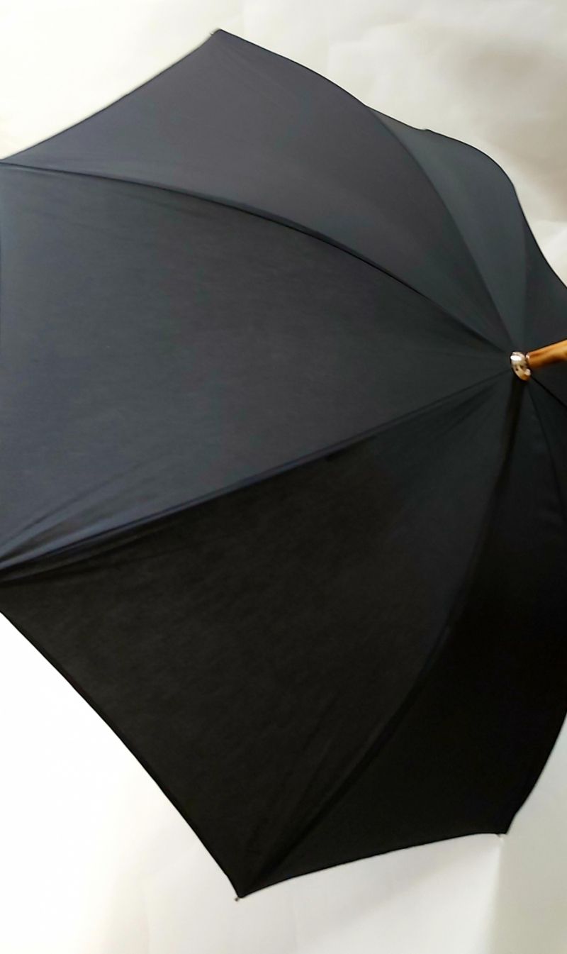 Parapluie d'homme montage anglais noir canne d'une seule pièce en Châtaignier français, grand et résistant