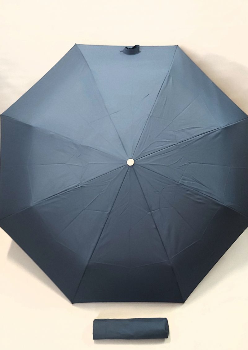 Parapluie français mini pliant open close uni bleu marine Vaux - léger & résistant