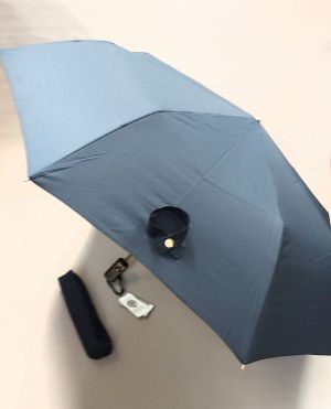 Parapluie français mini pliant open close uni bleu marine Vaux - léger & résistant