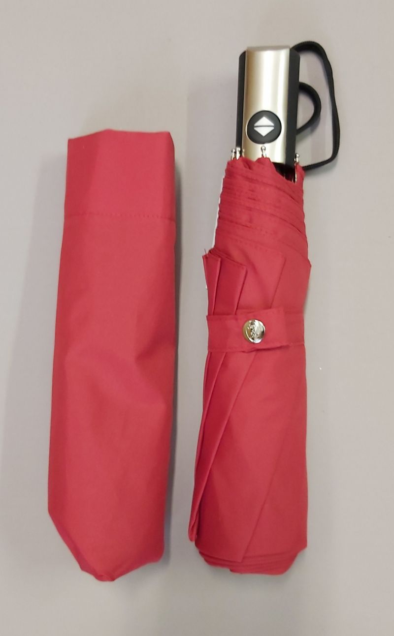 Parapluie mini pliant open close uni rouge Vaux - léger et solide