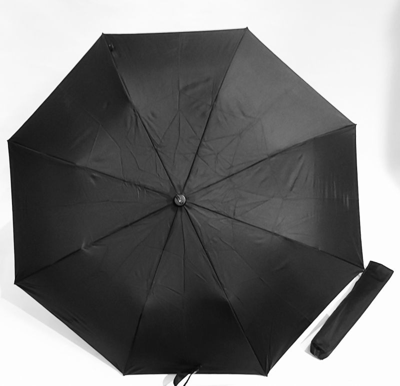 Parapluie KNIRPS pliant noir automatique poignée bois érable - grand & anti vent
