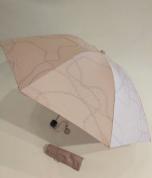 EXCLUSIVITE : Parapluie mini inversé pliant manuel beige imprimé "le maillon" Ezpeleta, léger et solide