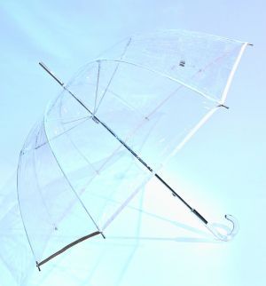 Parapluie long transparent PVC manuel gansé ivoire grand Ezpeleta - léger & résistant