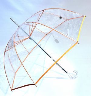 Parapluie long transparent PVC manuel gansé orange grand Ezpeleta - léger & anti vent