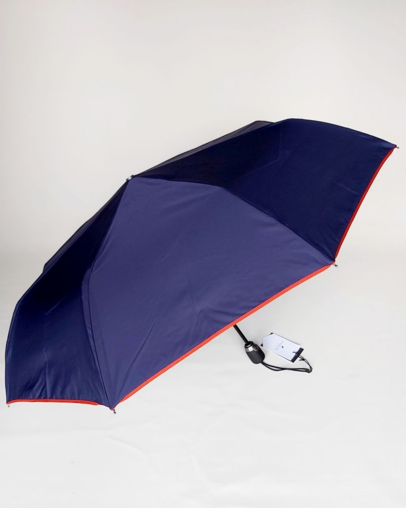 Mini parapluie pliable automatique uni bleu marine français, léger et solide