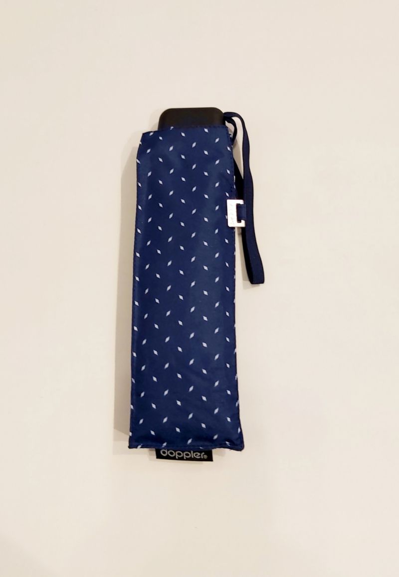  Parapluie mini extra plat pliable manuel bleu marine & blanc a pois Doppler- super fin léger et solide