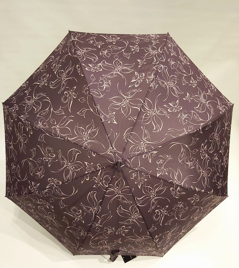 Parapluie long auto prune imprimé de croquis de fleurs P.Cardin, Grand & résistant