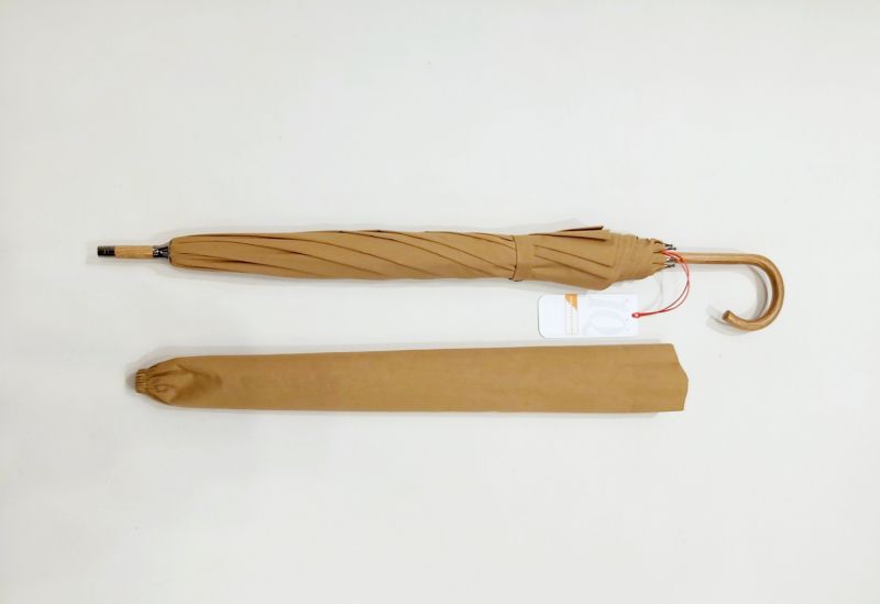 Ombrelle anti uv à 97% (uva&uvb) droite en coton beige en bois de chêne - légère & française