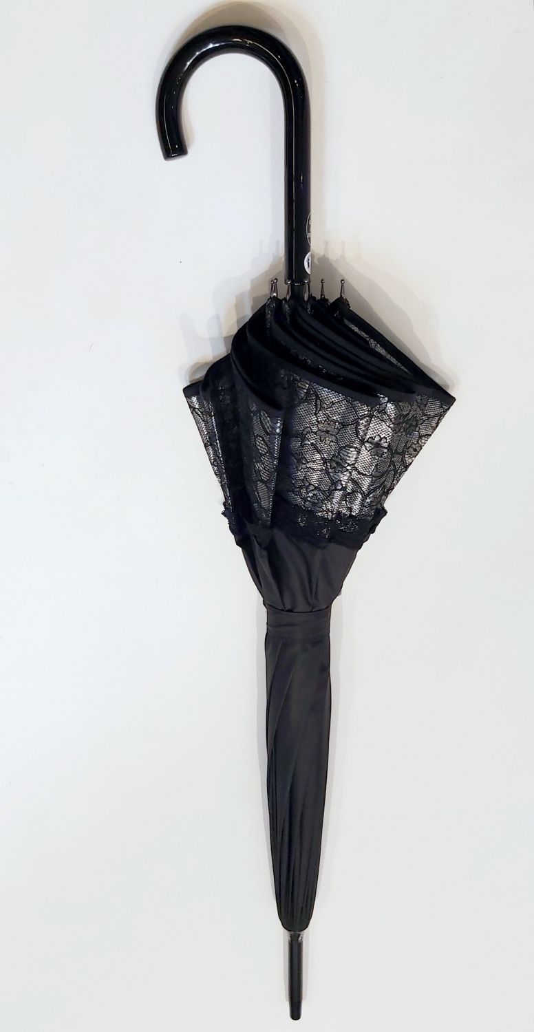 Parapluie cloche noir & bord transparent à dentelle Français Victoria -Chic & élégant 