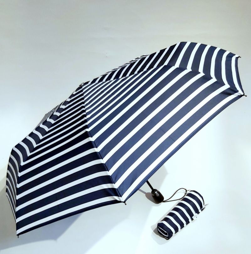 Parapluie pliant Marinière auto Marine & Blanc Piganiol - Léger & résistant