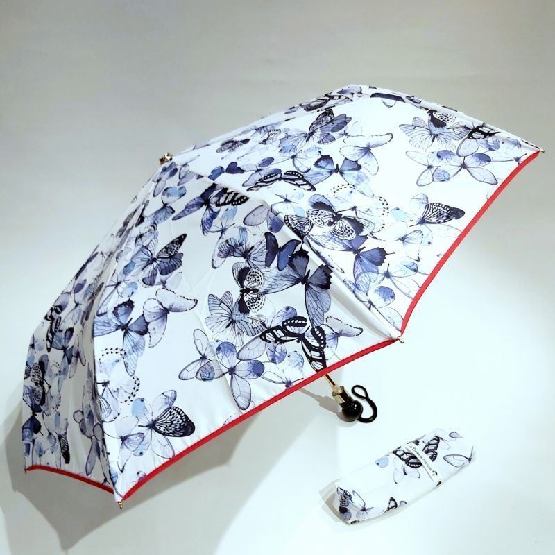 Parapluie pliant papillons de couleur par Guy de Jean : Mini imprimé léger & solide - Qualité française / Parapluie-de-france.com 