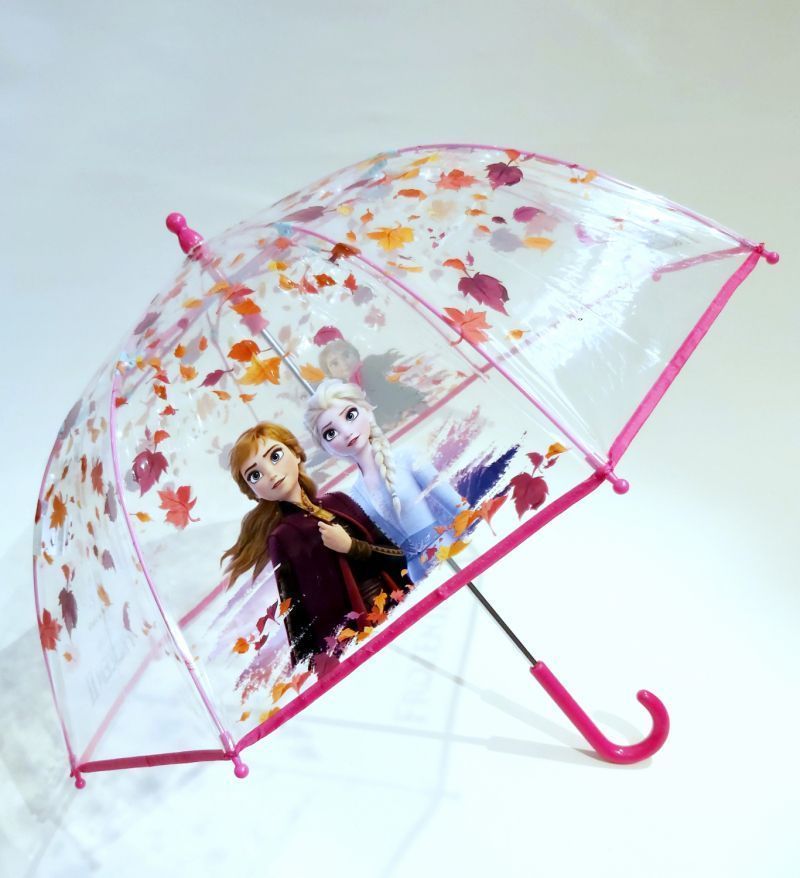 Parapluie enfant cloche transparent manuelle rose à motif la reine des neiges par Disney, 5 à 10ans léger et solide