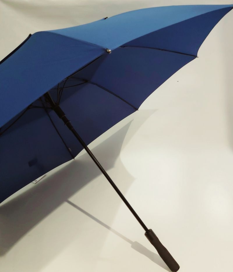 Parapluie golf XXL auto double toile uni bleu indigo 133 cm, large et résistant