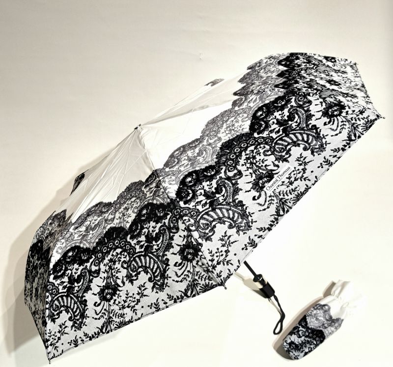 Parapluie Chantal Thomass mini pliant blanc open close dentelle - Léger & solide