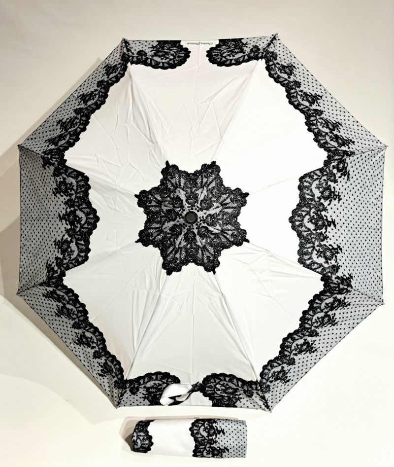 Parapluie Chantal Thomass mini pliant blanc open close dentelle - Léger & grand