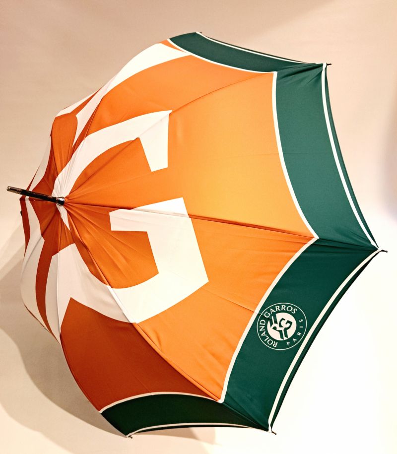 Parapluie Roland Garros long automatique poignée courbe bois - Léger & Résistant