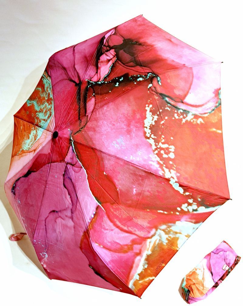 Parapluie pliant mini open-close imprimé marbré rose original Doppler- Léger & solide