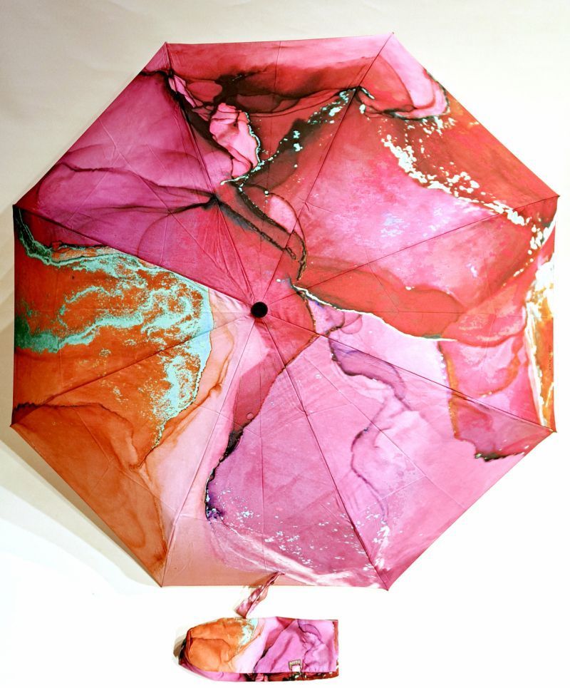 Parapluie pliant mini open-close imprimé marbré rose original Doppler- Léger & solide