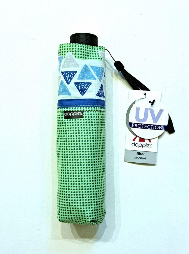 Parapluie mini PLUME Anti UV à 97% manuel vert imprimé Sierra Ultra léger 150 g Havanna / Doppler pas cher