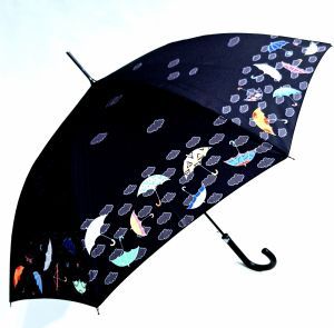 Parapluie grand automatique noir imprimé parapluies dans le vent Neyrat Autun - Léger & solide
