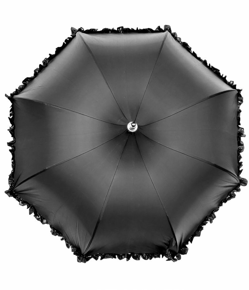Parapluie de luxe Chantal Thomass pagode noir à volant uni noir - Elégant et résistant