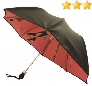 EXCLUSIVITE : Parapluie pliant Chantal Thomass de luxe noir doublé rose jambes glamour - anti vent & élégant