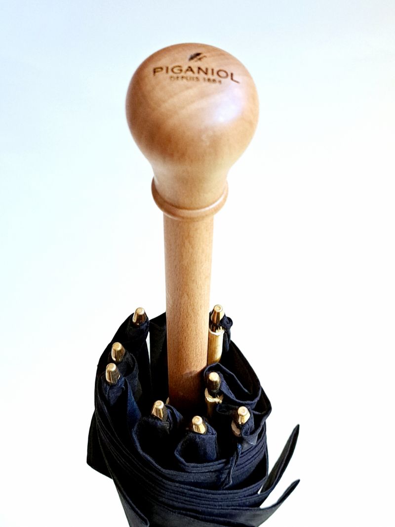 Parapluie de BERGER authentique coton noir à 9 baleines anti uv à 100% Piganiol Aurillac - tradition & robuste