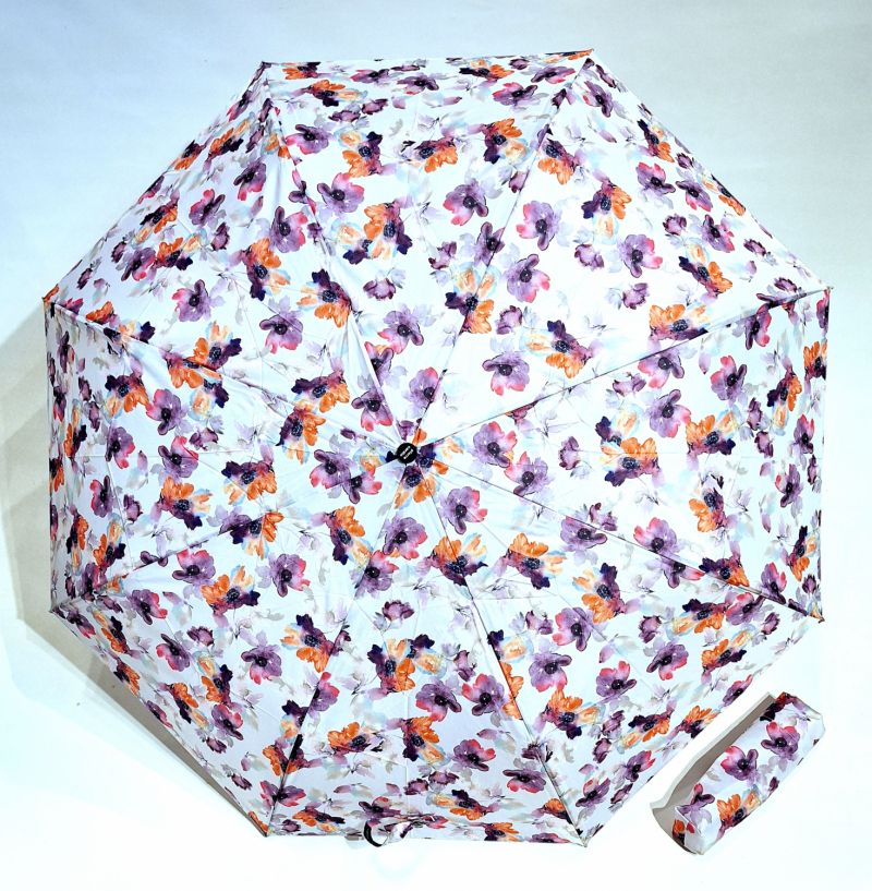 Parapluie pliant mini automatique blanc imprimé couleurs printanières - solide & pas cher