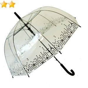 Parapluie cloche transparent automatique bordure Tour Eiffel Smati - léger et solide