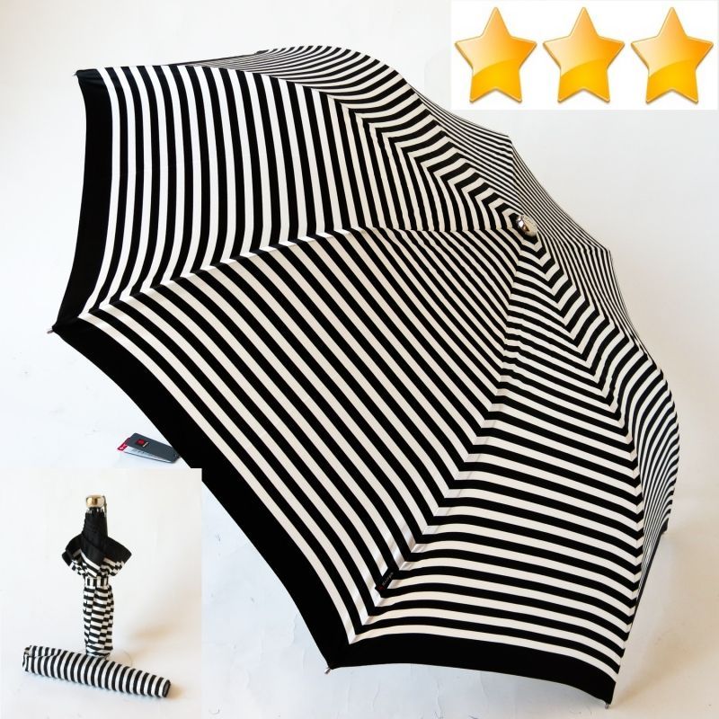 EXCLUSIVITE : Parapluie pliant automatique noir et blanc rayure Knirps