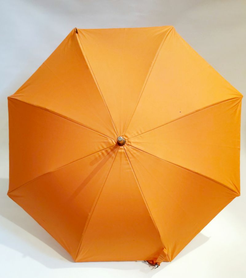 Parapluie petit BERGER orange coton anti uv à 100% pg courbe chataignier L'Aurillac, long et robuste