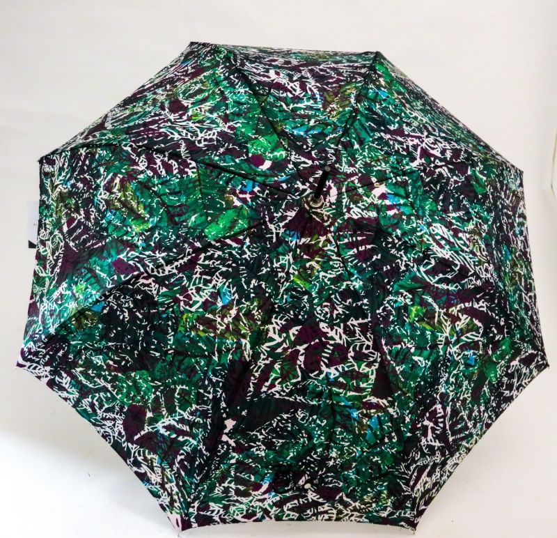 Parapluie Piganiol long manuel tissu satiné motif floral original, léger et résistant