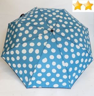 Mini parapluie pliant open-close bleu gros pois blancs Ezpeleta, léger et solide