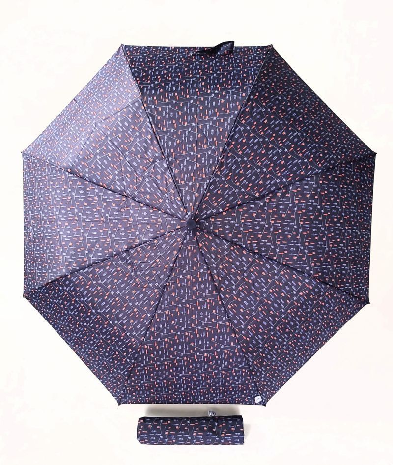 Mini parapluie pliant automatique bleu marine thème le téléphérique Chic il pleut, léger et solide