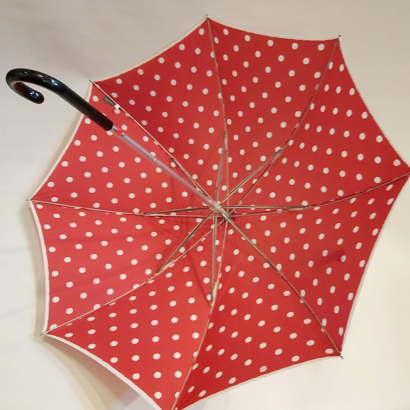 Parapluie tempête long automatique rouge à pois Knirps, leger et résistant