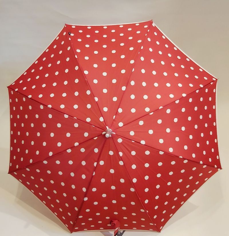 Parapluie tempête long automatique rouge à pois Knirps, leger et résistant