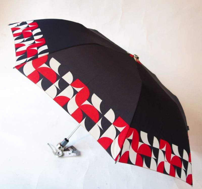 EXCLUSIVITE : Parapluie pliant automatique bleu marine bord rouge Knirps, grand et résistant