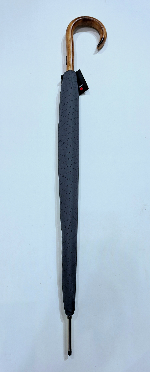 Parapluie Knirps long automatique pgn bois érable gris imprimé losange 10 branches - Robuste & grand