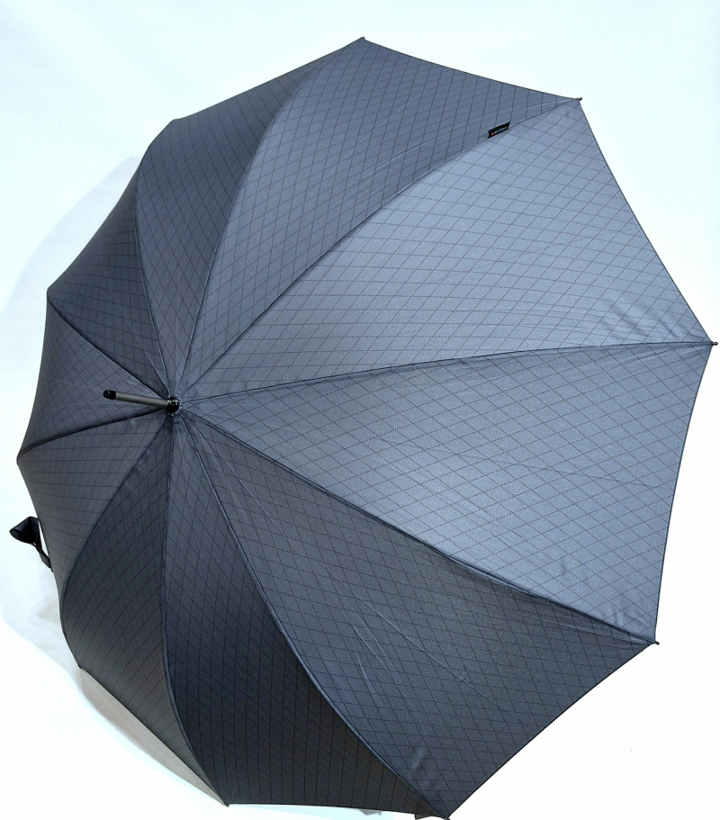 Parapluie Knirps long automatique pgn bois érable gris imprimé losange 10 branches - Robuste & grand