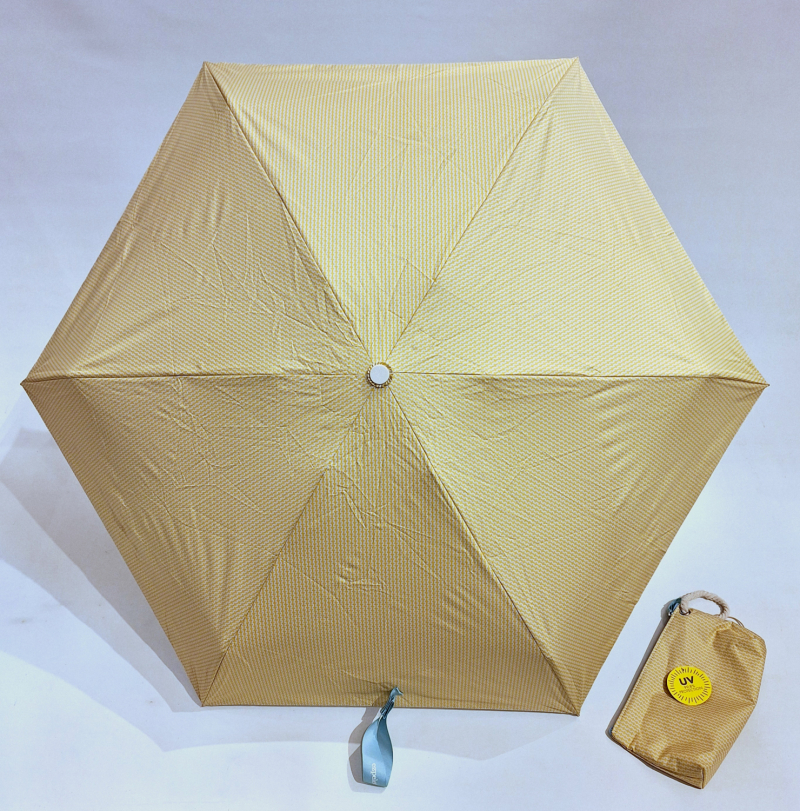 Parapluie petit anti uv 17 cm jaune imprimé discret Anti chaleur - Stop les rayons à 97.5% - Légère + Trousse