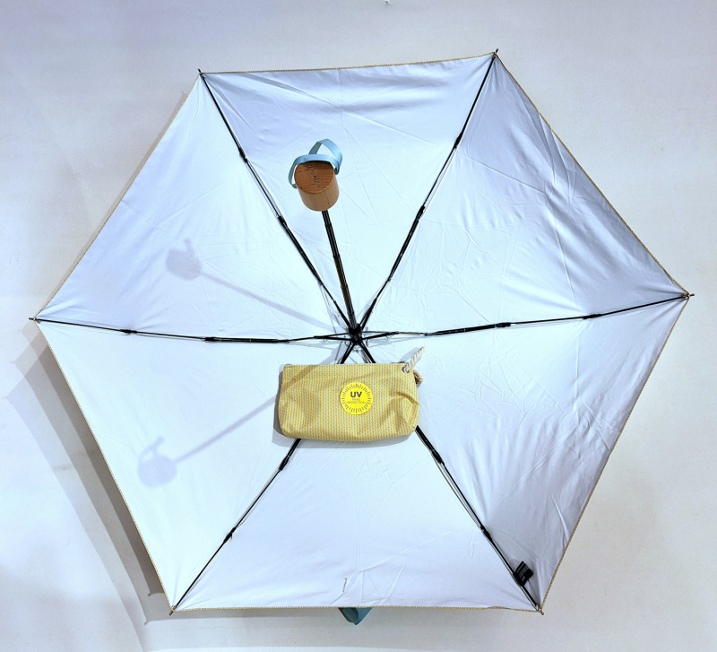 Parapluie petit anti uv 17 cm jaune imprimé discret Anti chaleur - Stop les rayons à 97.5% - Légère + Trousse