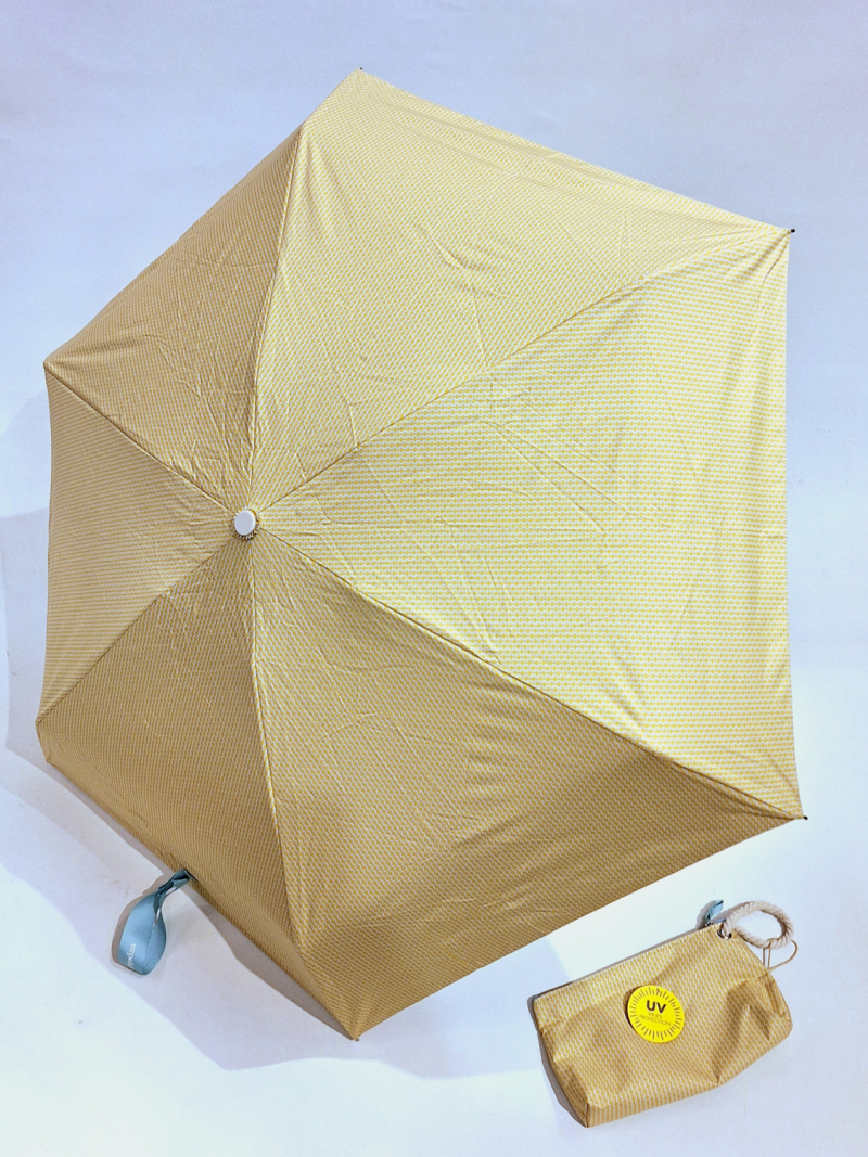 Parapluie petit anti uv 17 cm jaune imprimé discret Anti chaleur - Stop les rayons à 97.5% - Légère + Trousse