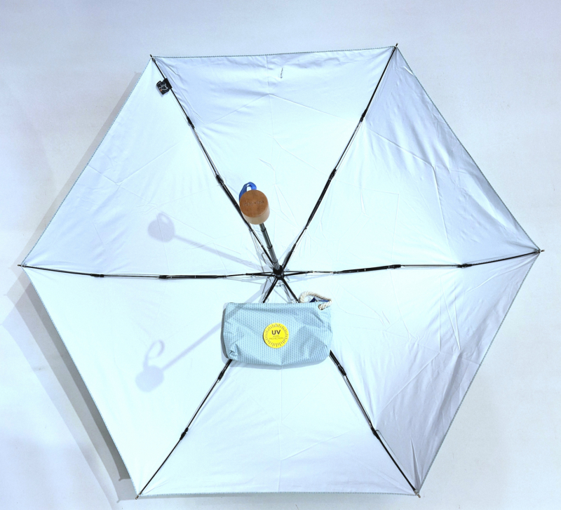 Ombrelle anti uv micro 17 cm pliante bleu imprimé discret indice de protection UPF50+ à 97.5% - Légère + Trousse