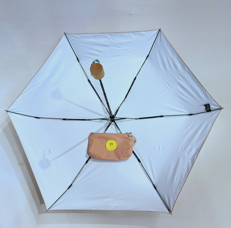  Ombrelle anti uv micro imprimé discret orange - indice de protection UPF50+ à 97.5% - légère + Trousse