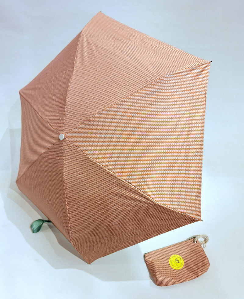  Ombrelle anti uv micro imprimé discret orange - indice de protection UPF50+ à 97.5% - légère + Trousse