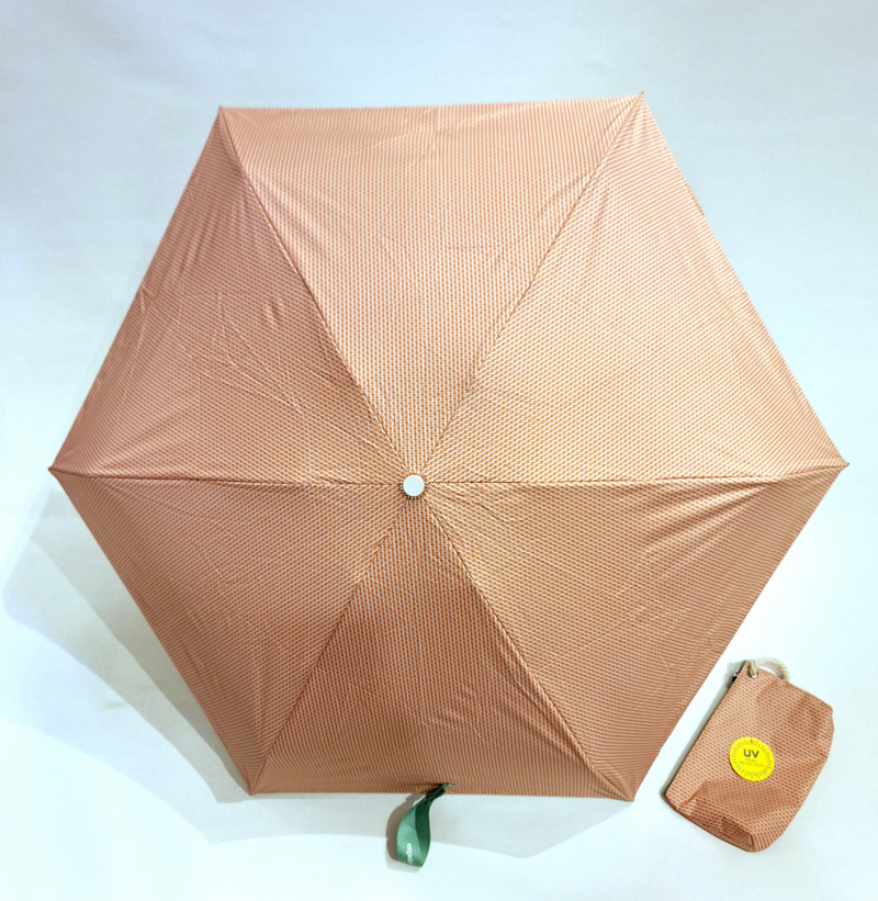  Ombrelle anti uv micro imprimé discret orange - indice de protection UPF50+ à 97.5% - légère + Trousse