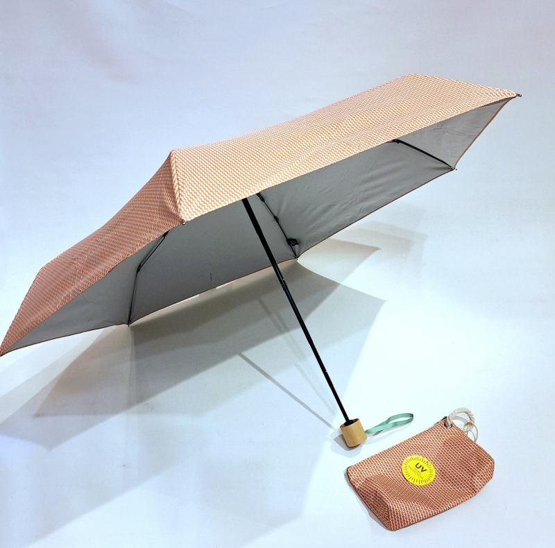  Ombrelle anti uv micro imprimé discret orange - indice de protection UPF50+ à 97.5% - légère + Trousse